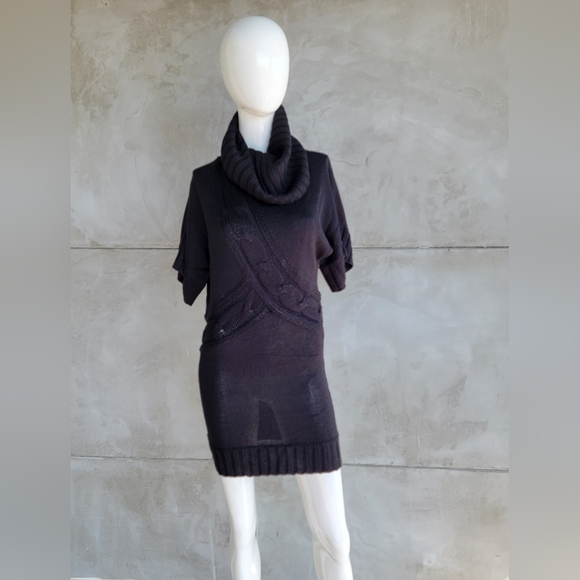 NWOT Bebe Oversize Cowl Neck Short Sleeve Sweater Dress Tunic Sz S - Picture 5 of 12